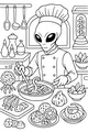 Free Alien Chef Coloring Page - Tentacle Stew in Space Kitchen (Printable PDF)