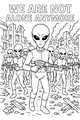 Free Alien Coloring Page - Marching Patrol in City Ruins (Printable PDF)