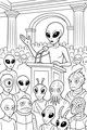 Free Alien Council Coloring Page - Leader Giving Speech in Grand Hall (Printable PDF)