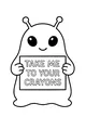 Free Alien Coloring Page - Funny Take Me To Your Crayons Sign (Printable PDF)