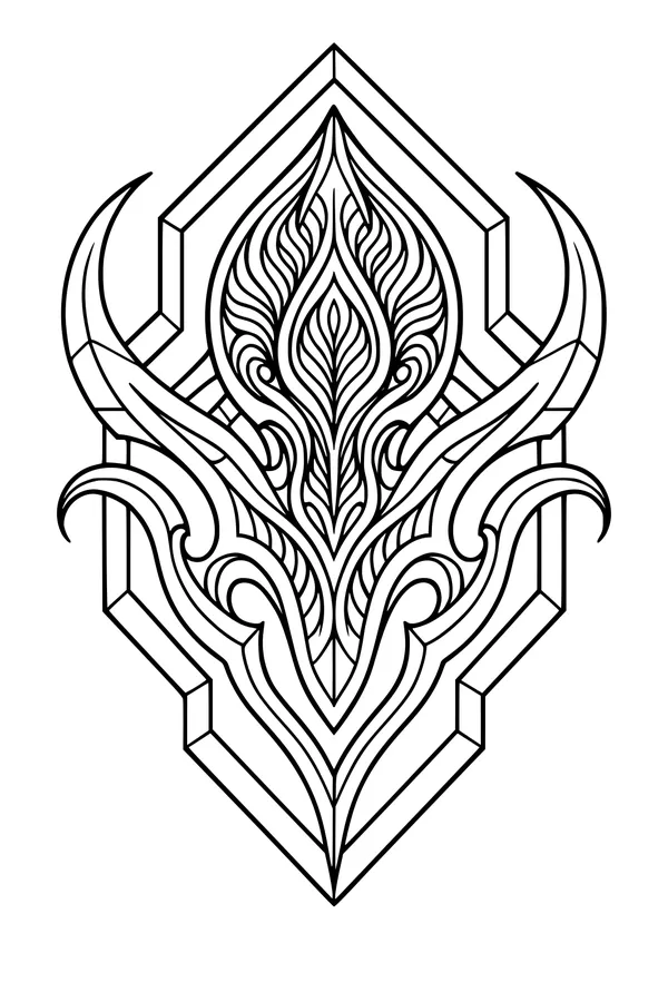 Free Alien Emblem Coloring Page - Star Hive Crest Symbol (Printable PDF)