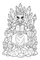 Free Alien King Coloring Page - Crystal Moon-Rock Throne (Printable PDF)