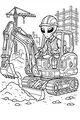 Free Alien Excavator Coloring Page - Galactic Construction Worker in City (Printable PDF)