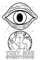 Free Alien Eye Over Earth Coloring Page - They See Everything Scene (Printable PDF)