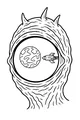 Free Alien Coloring Page - One-Eyed Alien Watching Rocket in Space (Printable PDF)
