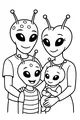 Free Alien Family Coloring Page - Cute Space Portrait With Antennas (Printable PDF)