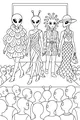 Free Alien Fashion Coloring Page - Cosmic Runway Style Parade (Printable PDF)
