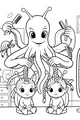 Free Alien Salon Coloring Page - Tentacled Stylist Braiding Hair (Printable PDF)
