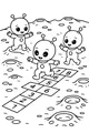 Free Alien Coloring Page - Friendly Moon Hopscotch Game (Printable PDF)