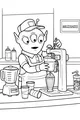 Free Alien Boy Coloring Page - Three-Eyed Milkshake Maker at Space Diner (Printable PDF)
