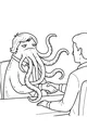 Free Alien Coloring Page - Tentacled Office Handshake Scene (Printable PDF)