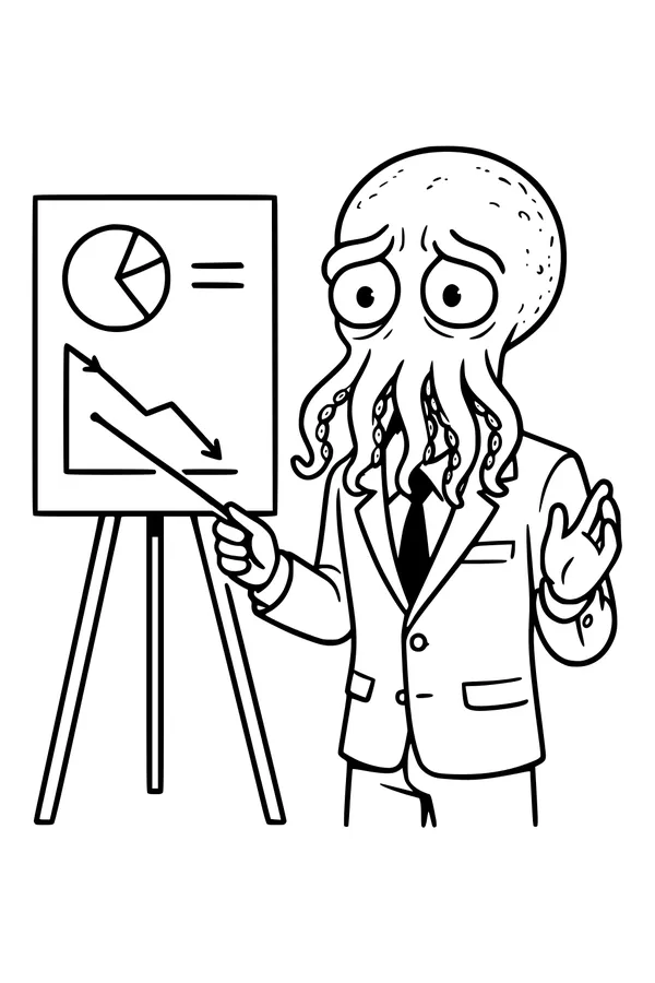 Free Alien Coloring Page - Tentacled Professor Giving Space Chart Presentation (Printable PDF)