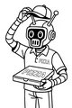 Free Alien Robot Coloring Page - Pizza Delivery Courier (Printable PDF)