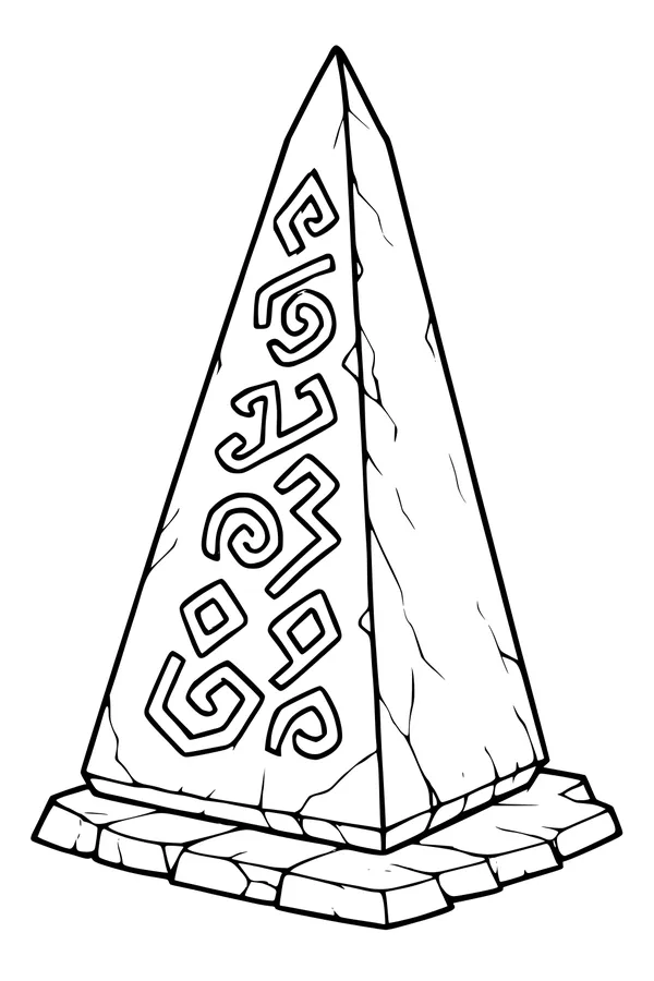 Free Alien Obelisk Coloring Page - Space Runes Monolith (Printable PDF)