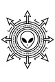 Free Alien Compass Coloring Page - Signal Emblem With Glyphs (Printable PDF)