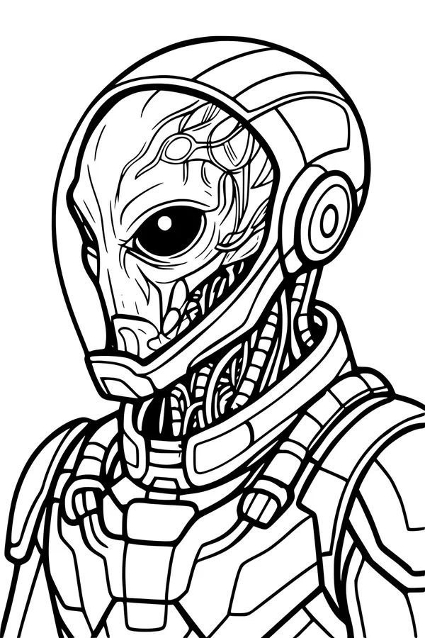 Free Alien Astronaut Coloring Page - Detailed Moonport Pilot Portrait (Printable PDF)