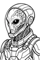 Free Alien Astronaut Coloring Page - Detailed Moonport Pilot Portrait (Printable PDF)