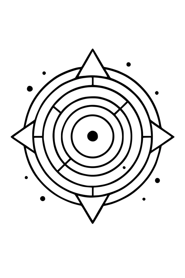 Free Alien Compass Coloring Page - Star Map Symbol Design (Printable PDF)