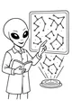 Free Alien Teacher Coloring Page - Mapping the Stars in Class (Printable PDF)