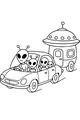 Free Alien Family Coloring Page - Road Trip With UFO Camper (Printable PDF)