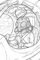 Free Alien Bug Pilot Coloring Page - UFO Cockpit Adventure (Printable PDF)