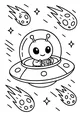 Free Alien UFO Coloring Page - Smiling Pilot in Space (Printable PDF)