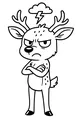 Free Deer Coloring Page - Angry Cartoon Antlered Deer in a Storm (Printable PDF)