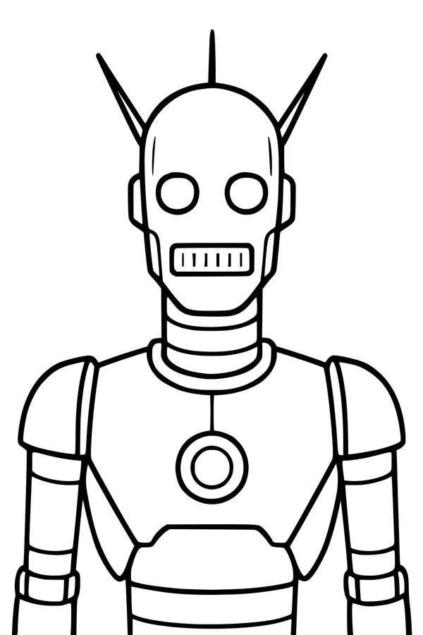 Free Robot Boy Coloring Page - Cartoon Android With Antennas (Printable PDF)