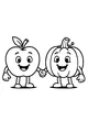 Free Apple and Pumpkin Coloring Page - Smiling Harvest Friends (Printable PDF)