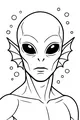 Free Aquatic Alien Boy Coloring Page - Star Swimmer Portrait With Bubbles (Printable PDF)