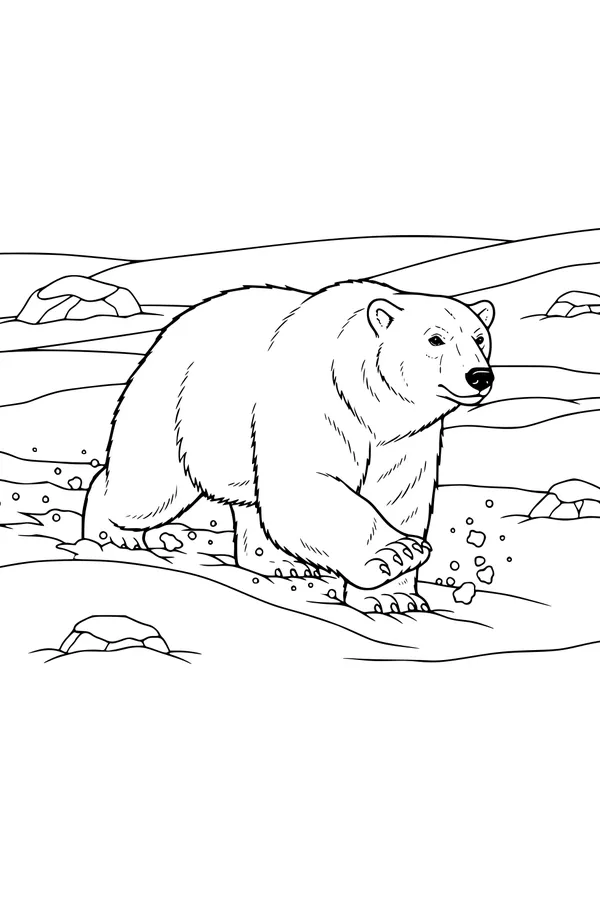 Free Polar Bear Coloring Page - Big Paws in the Snowy North (Printable PDF)