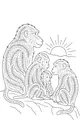 Free Baboon Coloring Page - Family at Sunrise Rock (Printable PDF)