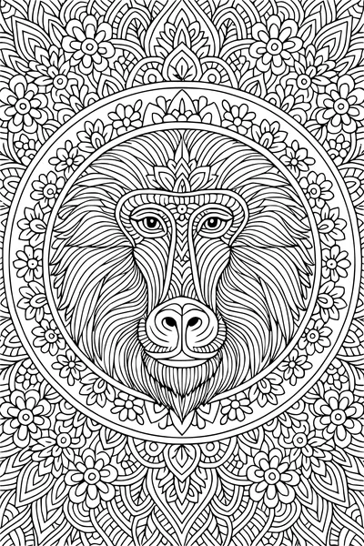 Free Baboon Coloring Page - Floral Mandala Baboon Portrait (Printable PDF)