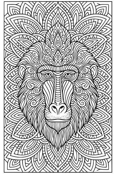 Free Baboon Coloring Page - Swirly Mane Jungle Portrait (Printable PDF)