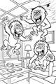 Free Baboon Coloring Page - Playful Baboons in a Messy Living Room (Printable PDF)