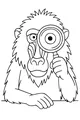 Free Baboon Coloring Page - Cartoon Detective With Magnifying Glass (Printable PDF)