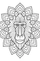 Free Baboon Coloring Page - Jungle King With Leafy Crown (Printable PDF)