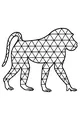 Free Baboon Coloring Page - Geometric Jungle Baboon Walking (Printable PDF)