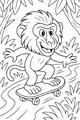 Free Baboon Coloring Page - Skating Down a Jungle Path (Printable PDF)