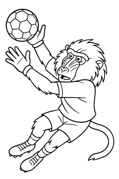 Free Baboon Coloring Page - Goalkeeper Making a Wild Soccer Save (Printable PDF)