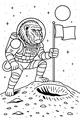 Free Baboon Coloring Page - Astronaut on the Moon (Printable PDF)