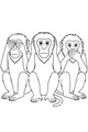 Free Baboon Coloring Page - Three Wise Baboons in a Row (Printable PDF)