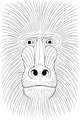 Free Baboon Coloring Page - Funny Big Face with Whooshy Whiskers (Printable PDF)