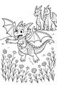 Free Baby Dragon Coloring Page - Meadow Dash With Watching Dragons (Printable PDF)