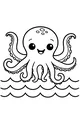 Free Kraken Coloring Page - Cute Baby Sea Monster With Curly Tentacles (Printable PDF)