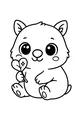 Free Wombat Coloring Page - Cute Baby With Sparkle Heart Lollipop (Printable PDF)