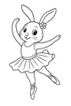 Free Rabbit Coloring Page - Ballet Bunny in Tutu Leap (Printable PDF)