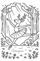 Free Deer Coloring Page - Ballerina Fawn in Sunlit Forest (Printable PDF)