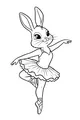 Free Rabbit Coloring Page - Ballerina Bunny in Tutu Pose (Printable PDF)