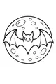 Free Bat Coloring Page - Cute Bat Flying Before Full Moon (Printable PDF)